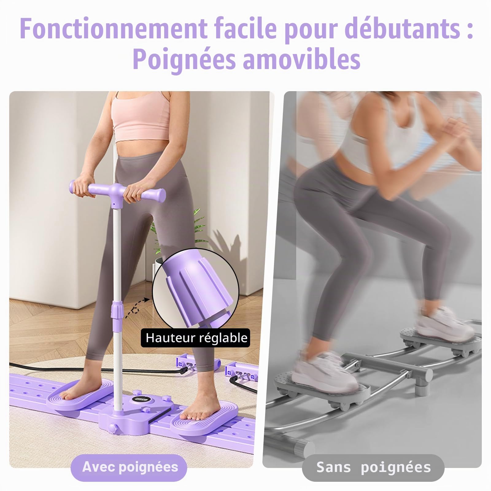 JAOGAUS Reformer Pilates Machine à Ski Pliable, Planche Abdominaux, Machine Sport Maison