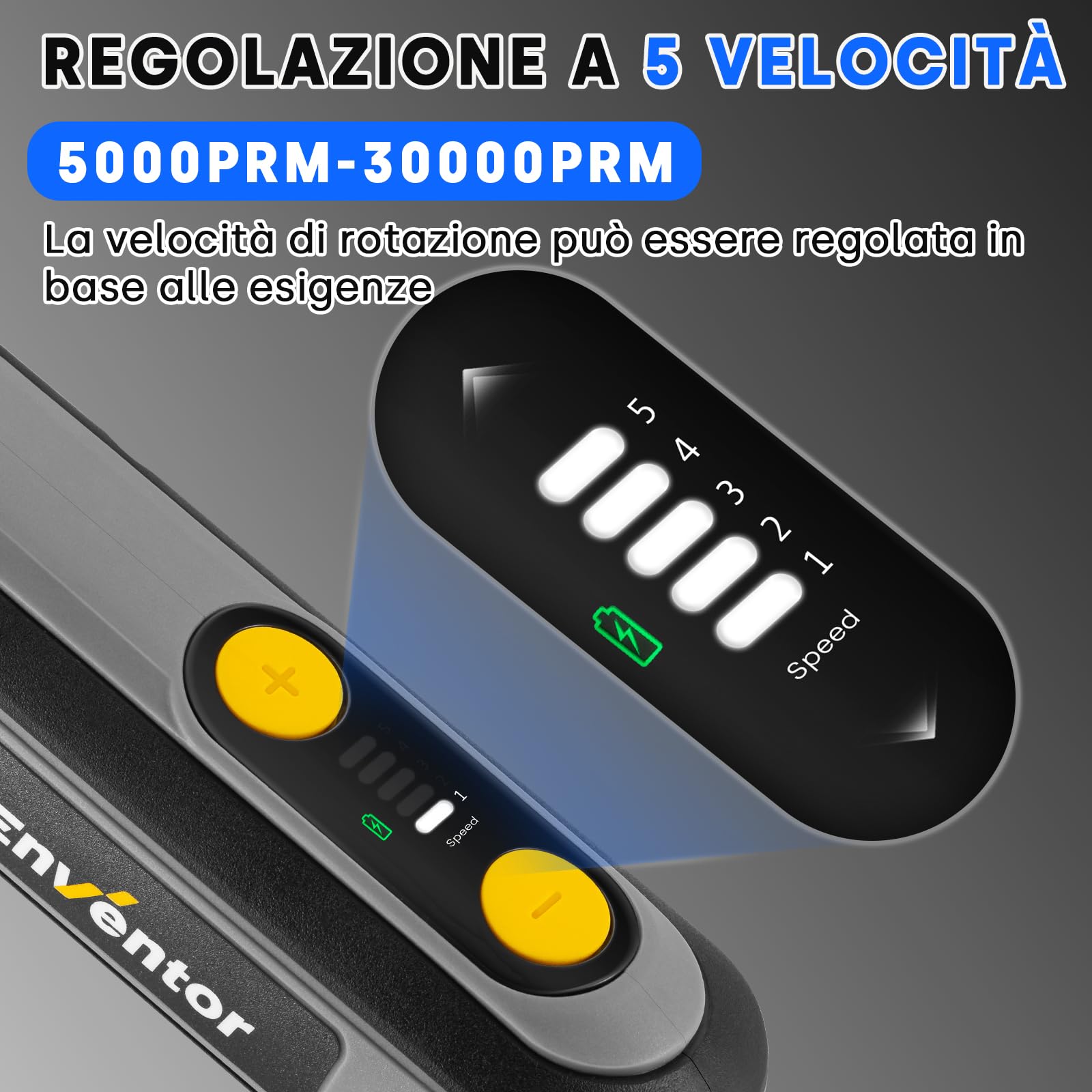 Enventor Mini Utensile Rotante Multifunzione a Batteria 8V, Mini Trapano Elettrico 124 Accessori, 5 Velocità Regolabili, 5000-30000RPM, Ricarica USB, per Incisione, Smerigliatura, Lucidatura