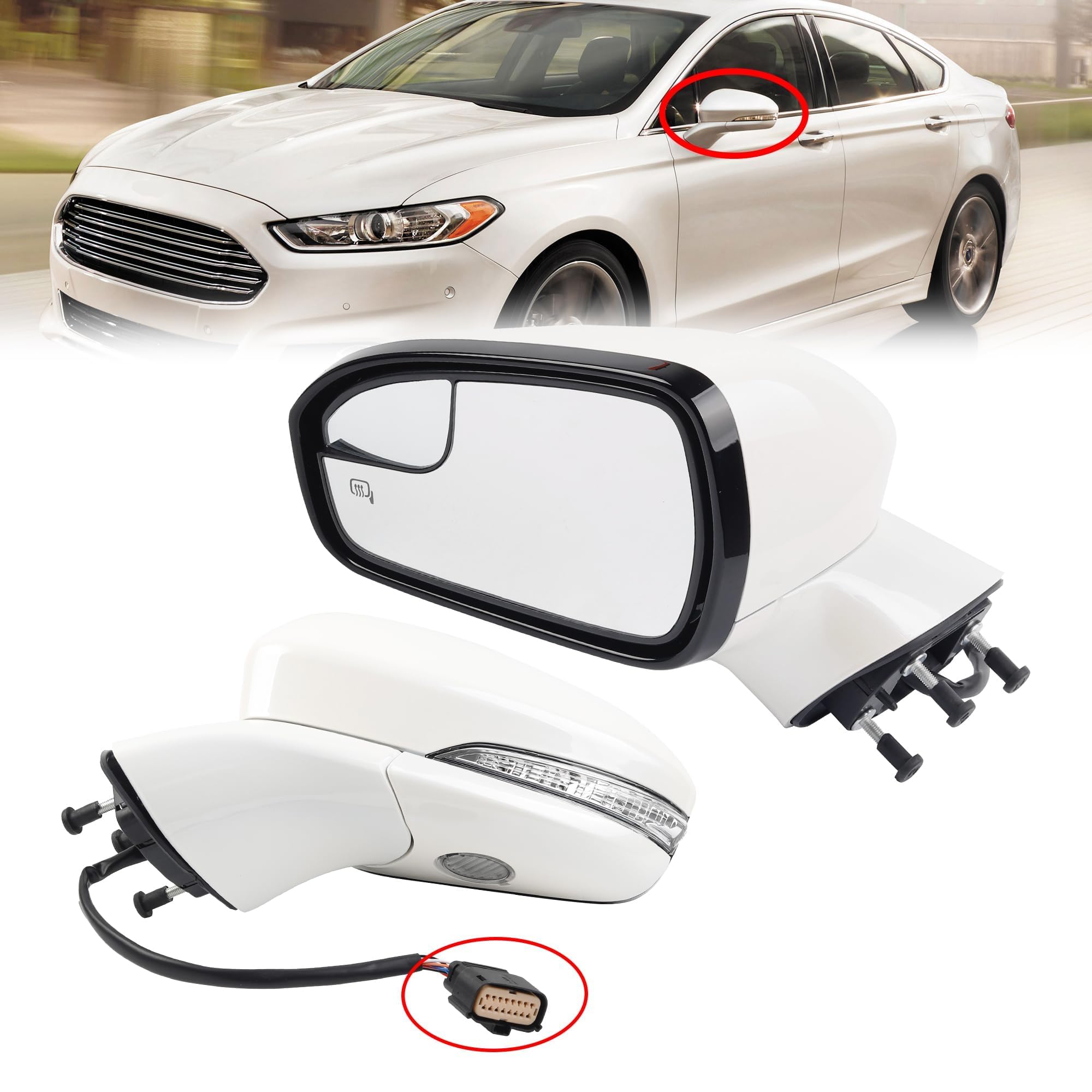 Dasbecan Left Driver Side Mirror Assembly Compatible with Ford Fusion 2016-2020 Power | Heated | Turn Signal | Puddle Light | Manual Folding| FS73-