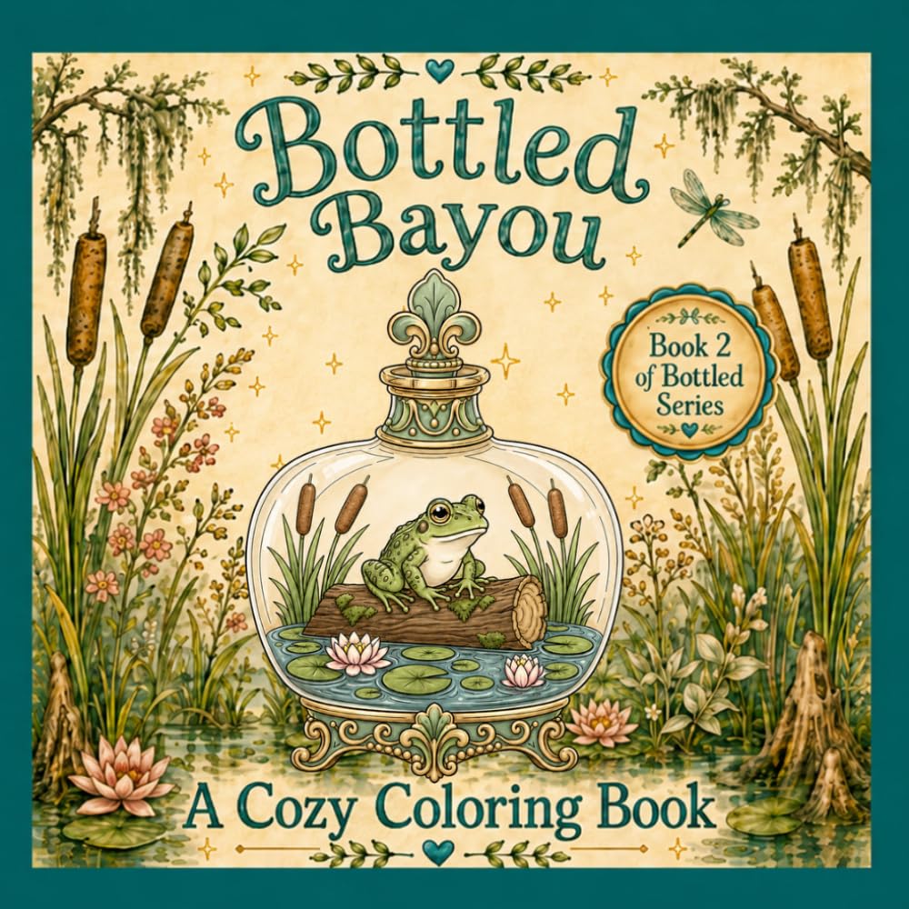 Bottled Bayou: A Cozy 8.5 x 8.5 Adult Coloring Book Full of Charming Bayou Critters (Bottled Coloring Books)