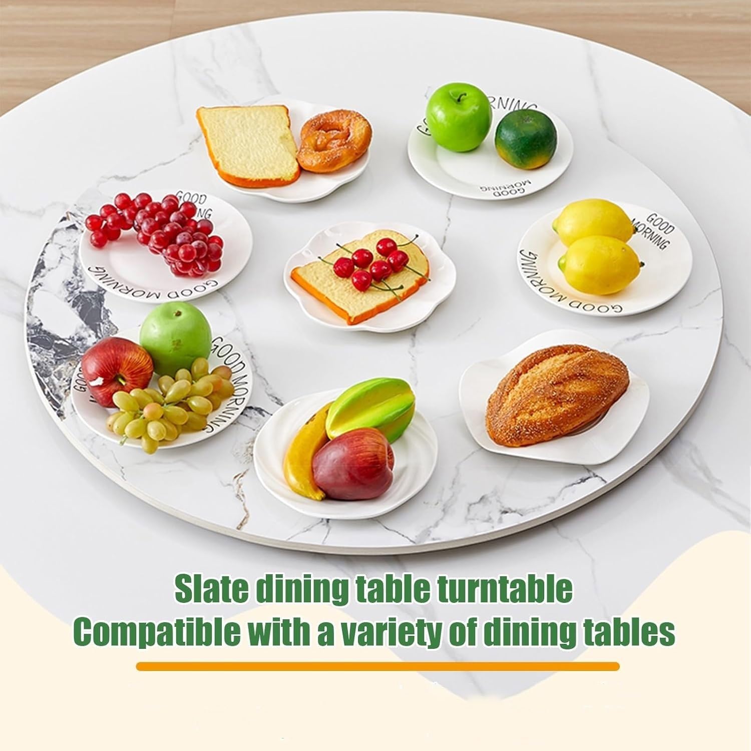 60/70/80/90/100 cm Lazy Susan w marmurze talerz obrotowy na stół jadalny, okrągła taca obrotowa o 360º na bankiet rodzinny obiad (niebieski, 36 cali (90 cm)