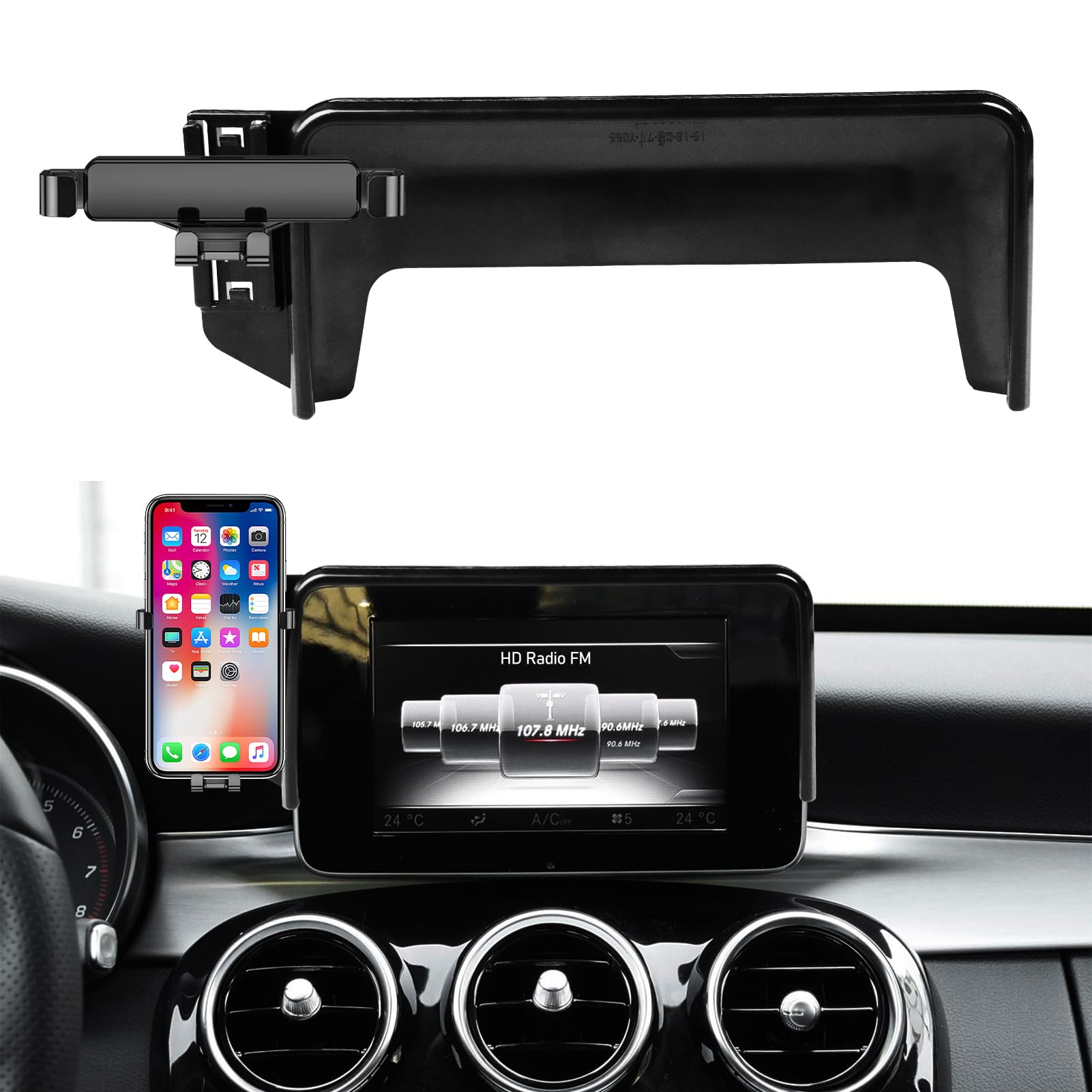 TTCR-II 7-inch Kompatibel mit Mercedes Benz W205 Handyhalterung Passt Basis für C klasse W205 2015-2018/GLC X253 2016-2019, GLC Smartphone Handyhalter(Nicht für 8,4/10,25‑Zoll‑Bildschirme geeignet!!!)