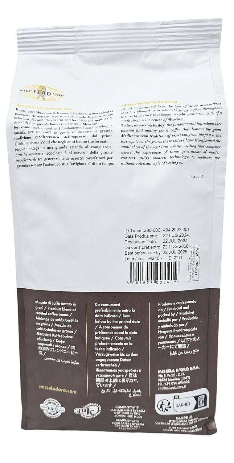 Miscela D'Oro Natura - Organic Fairtrade Espresso Beans, 2.2 lbs