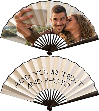 WERWAES 3-500Pcs Personalized Custom Wooden Folding Fans with Photo and Text - Ideal Wedding & Party Gifts