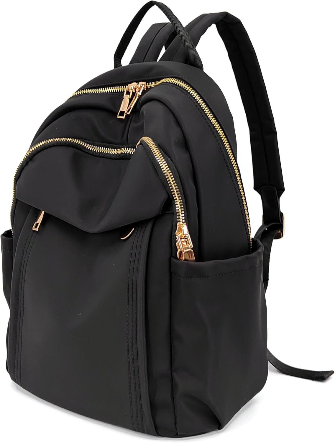 Compact Small Fashion Backpack Purse for Women, Chic Mini Daypack with Gold-Tone Hardware, Casual Minimalist Lightweight Water-Resistant Nylon Bag for Petite Women & Daily Essentials (Black) - Image 8