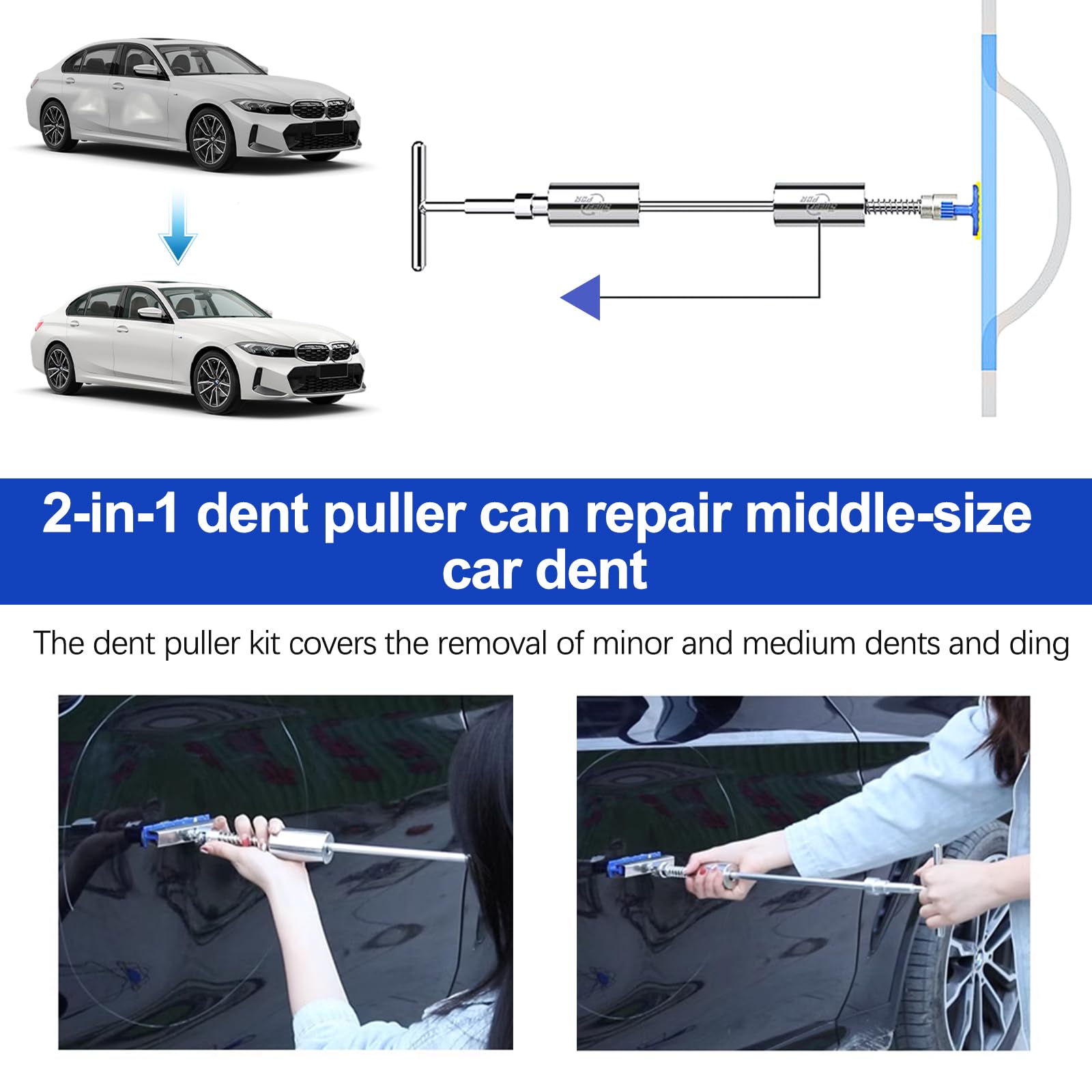 34 Pezzi Kit Tirabolli per Carrozzeria, Riparazione Ammaccature Carrozzeria Auto, Tira Bolle Auto Grandine, Levabolli Carrozzeria, Kit Ripara Ammaccature per Auto