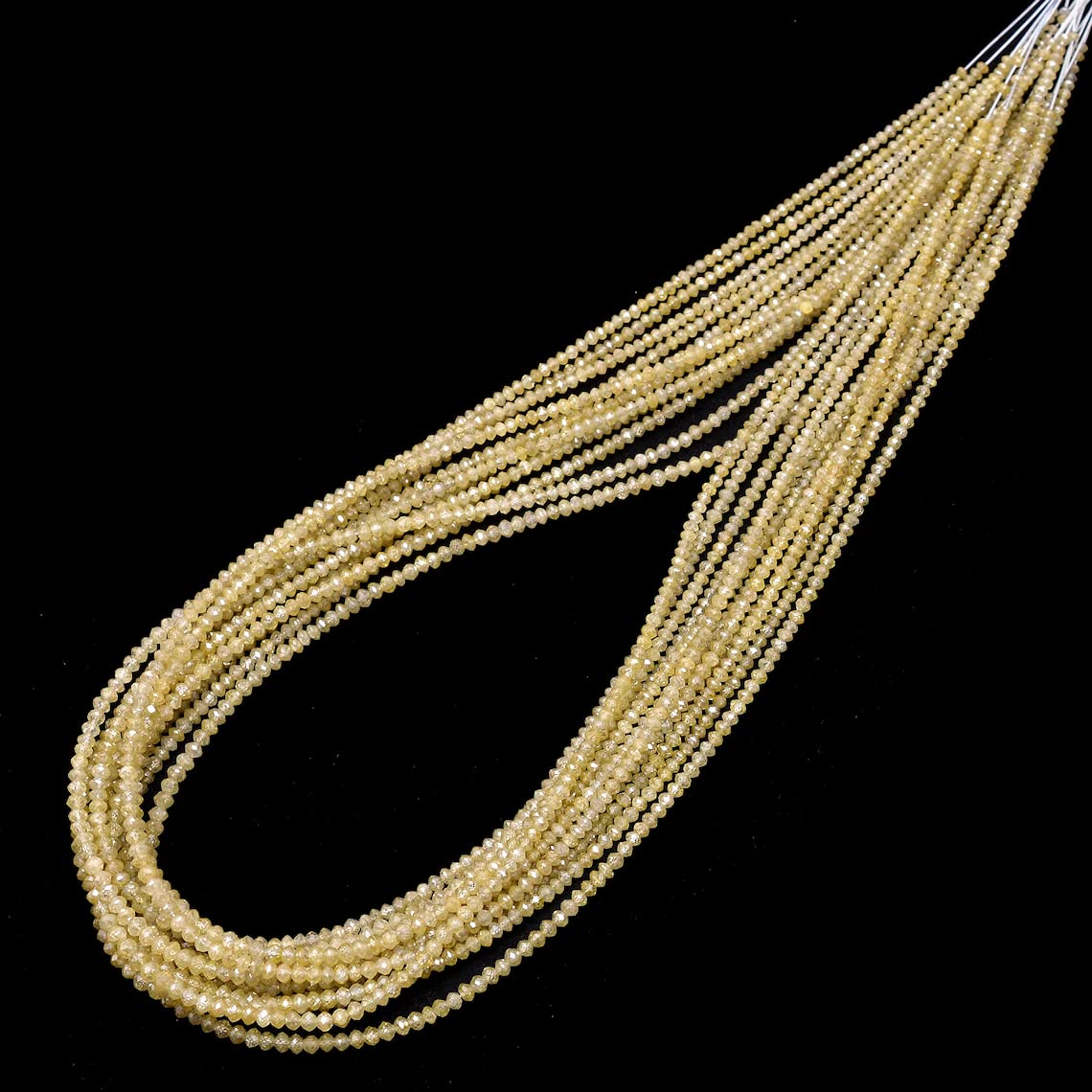 Naturalne mikro fasetowane koraliki okrągłe AAA+ z drobnym żółtym diamentem, sznurek 19 cm, rzadki żółty diament szlachetny kamień szlachetny luźne koraliki, Kamień szlachetny, Żółty diament