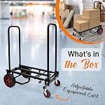Pyle Folding Hand Truck Dolly Cart – 8-in-1 Convertible Trolley with Wheels, Heavy Duty, 300 lbs Capacity, Adjustable Handle 27.5" to 44", Portable Utility Cart for Luggage and Moving
