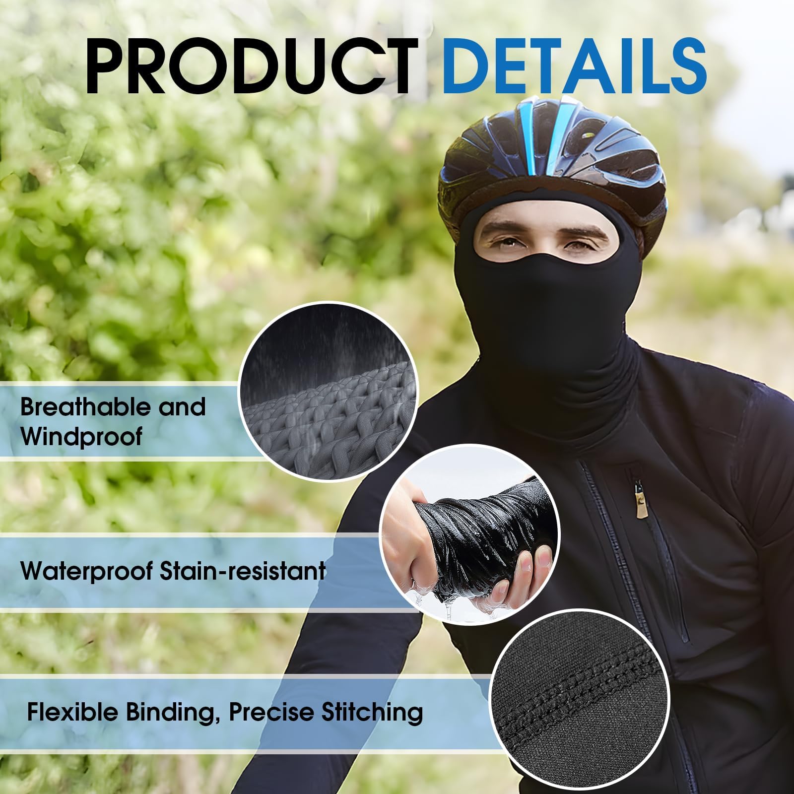 2 PCS Cagoule Moto Automne-Hiver Balaclava, Cagoule Masque de Ski Coupe-Vent Respirant Thermique Cagoules de Moto pour Vélo Ski Running Snowboard, pour Hommes et Femmes, Anti Poussiere
