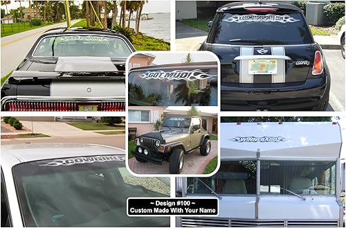 Miniatura 3 de Design #100 - Calcomanía de vinilo con texto personalizado con nombre de llama, para ventana trasera, para automóvil, camión, SUV, vehículo, barco,