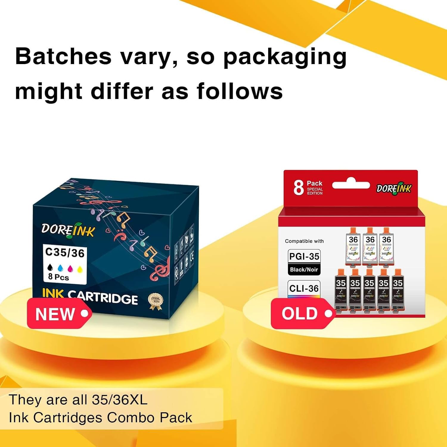 PGI-35/CLI-36 Ink Replacements for Canon 35 36 Ink Cartridge Compatible with Canon Pixma iP110 iP100 TR150 Printer(5 Black, 3 Tri-Color) 8 Pack image 2