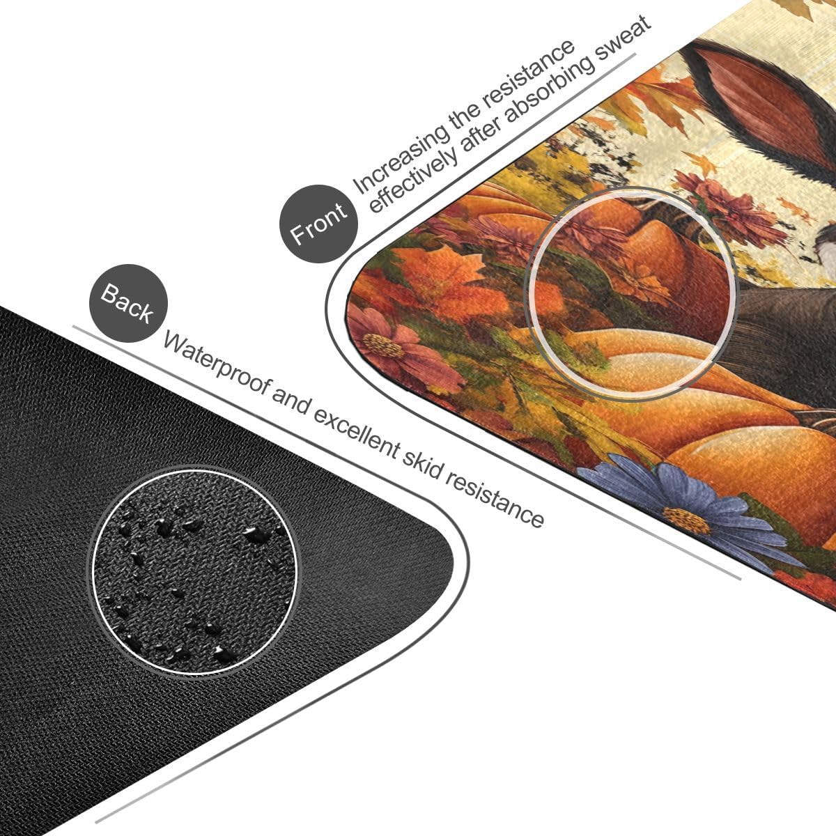 ALAZA Cow Pumpkin Fall Yoga Mat Non Slip Fitness Exercise Mat, Workout Mat for Yoga, Pilates and Floor Exercises