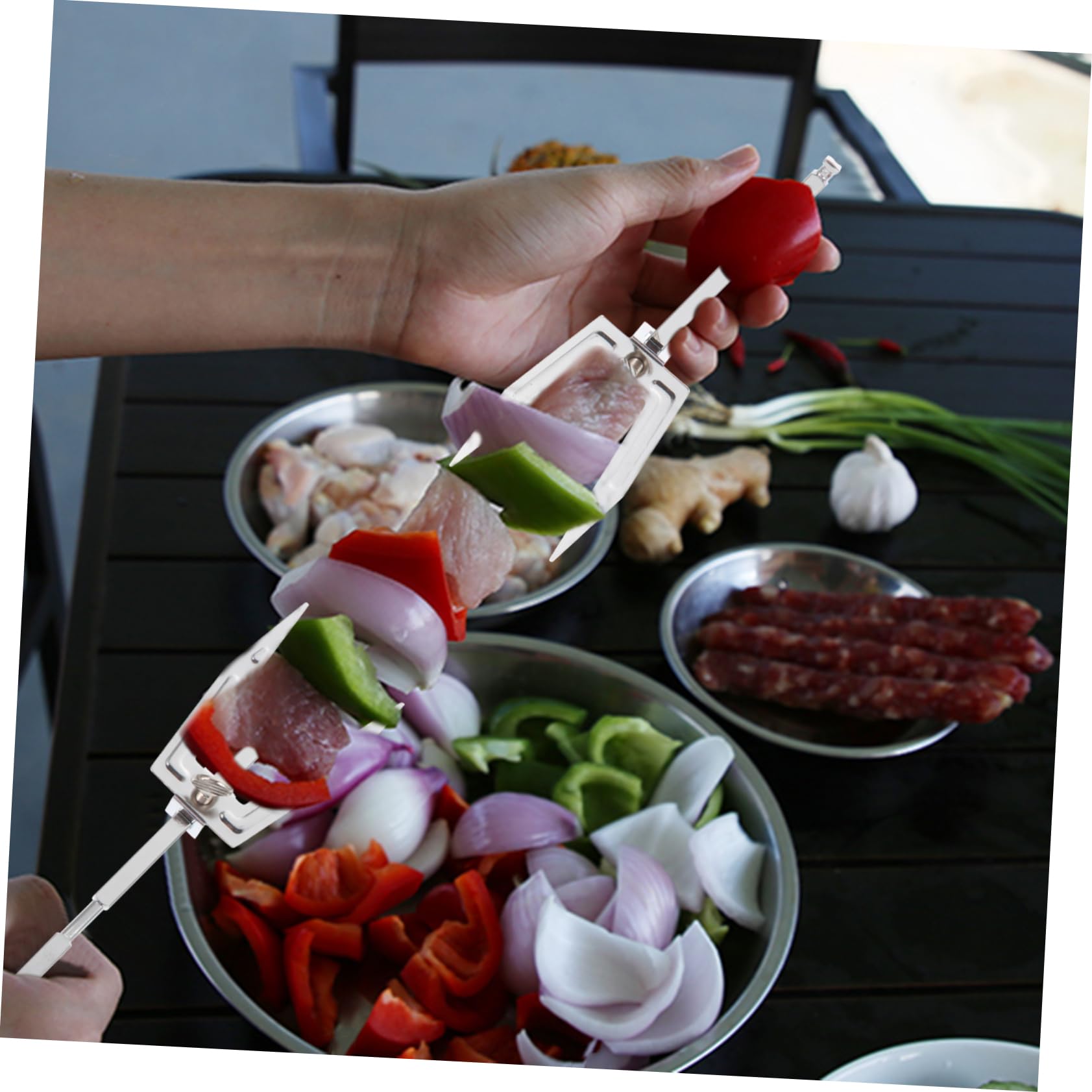 Alipis 2pezzi Rotantper Arrosto Inossidabile Professionalper Bbq Per e Facile Per e Camping