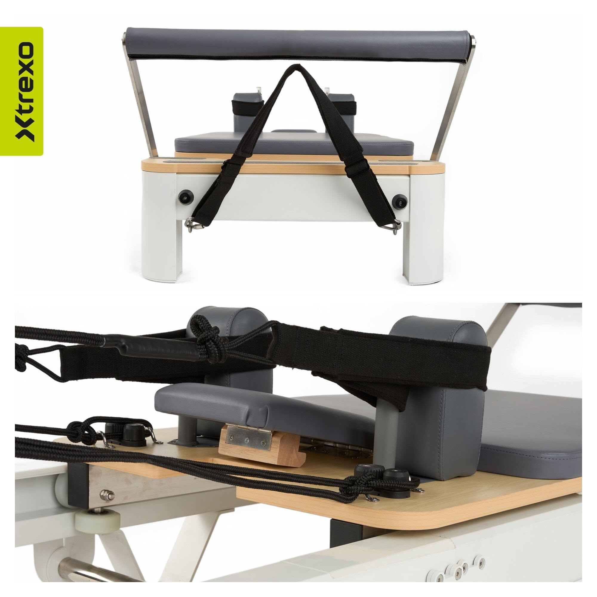 CTRL-Core W – profesjonalny reformer do pilatesu z prawdziwego drewna – składana konstrukcja i 5 sprężyn oporowych – obciążenie do 200 kg – trening całego ciała do domu i studia – w zestawie