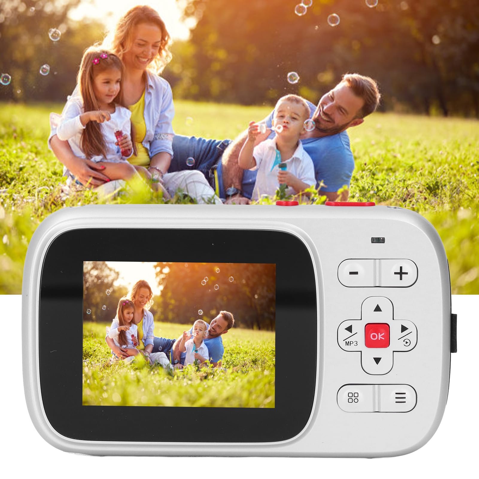 Fotocamera Digitale 2,5K per Fotografia, Fotocamera Selfie da Viaggio con Messa a Fuoco Automatica con Doppio Schermo, Fotocamera per Vlogging con Zoom Digitale 16X (SILVER)