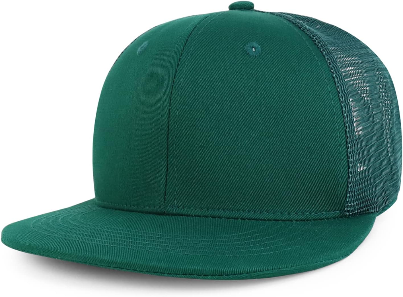 Plain Solid Cotton Mesh Flatbill Snapback Cap
