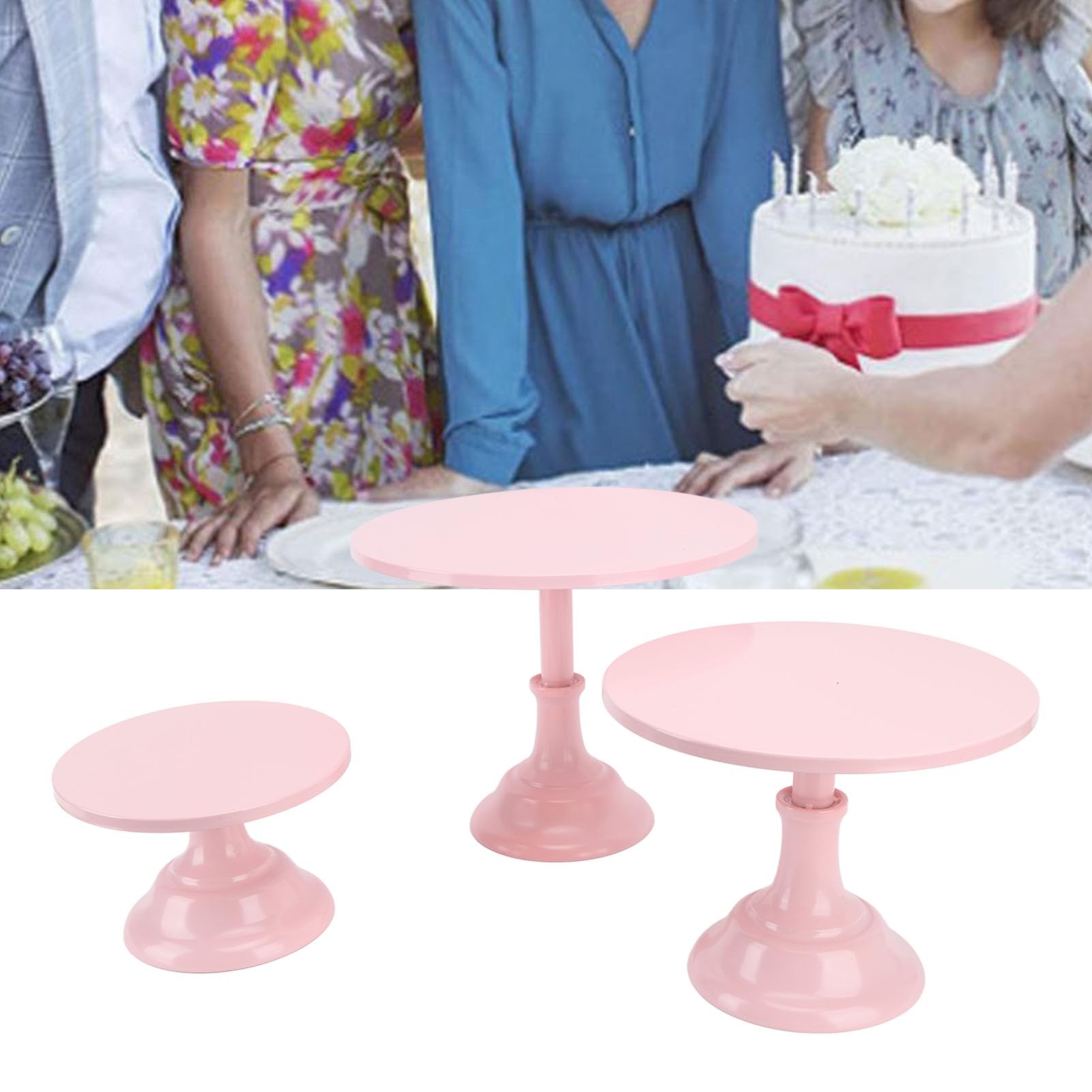 Set di Alzate per Torte da 3 Pezzi, Set di Espositori per Tavolo da Dessert con Alzata per Dolci, Set di Supporti per Cupcake in Metallo, Vassoi per Dolci Torri da Dessert (Rosa)