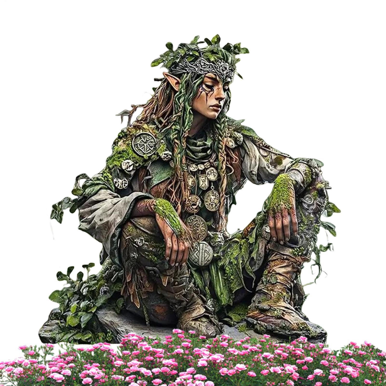 Acrylic Garden Stakes, Tree Man Fairy Earth Goddess Garden Statue Stakes, 2D Flower Pot Ground Insert Ornaments, Potted Plant Decoration Scene Embellishment