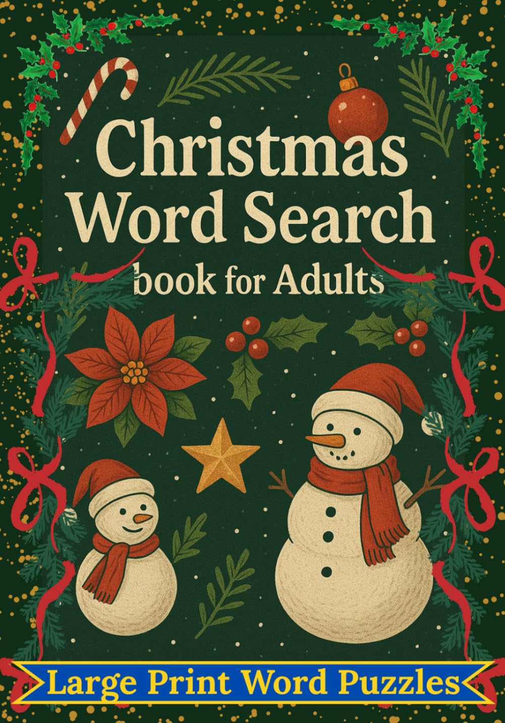 Christmas Word Search Book for Adults: Large Print Christmas Puzzle Book for Adults and Seniors: Difficult Word Searches with Story Clues and Full Solutions.