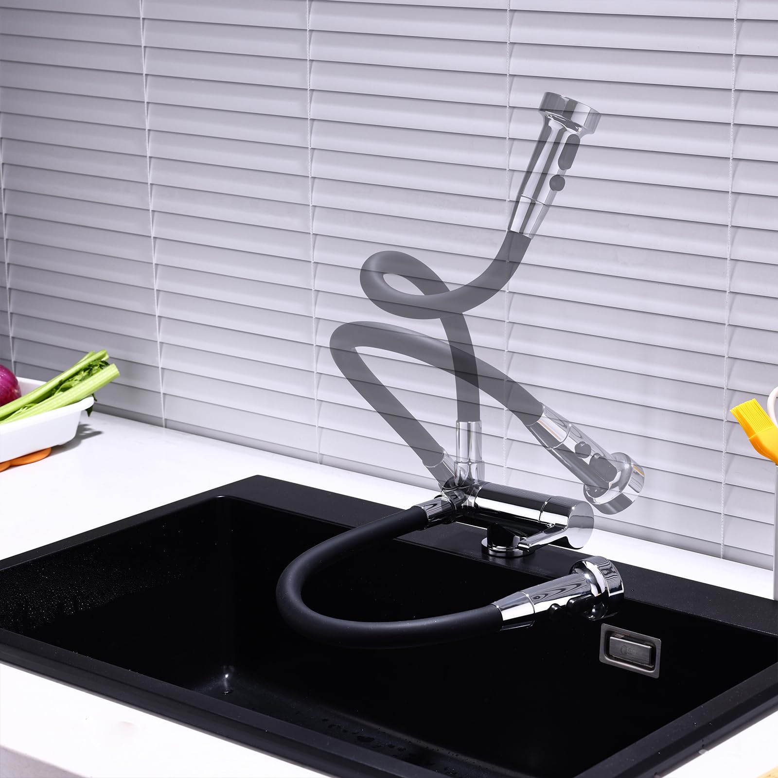 Grifo de Cocina Fregadero Abatible Grifo Cocina Flexible Cromado Grifo Cocina Abatible Bajo Ventana Grifo Mezclador Monomando Cocina