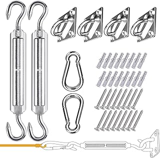 42Pcs Shade Sail Hardware Kit - 6 inch Heavy Duty Anti-Rust for Outdoor Triangle Rectangle Sun Shade Sail Installation, 304 Stainless Steel Awning Mounting Accessories for Patio Lawn and Garden
