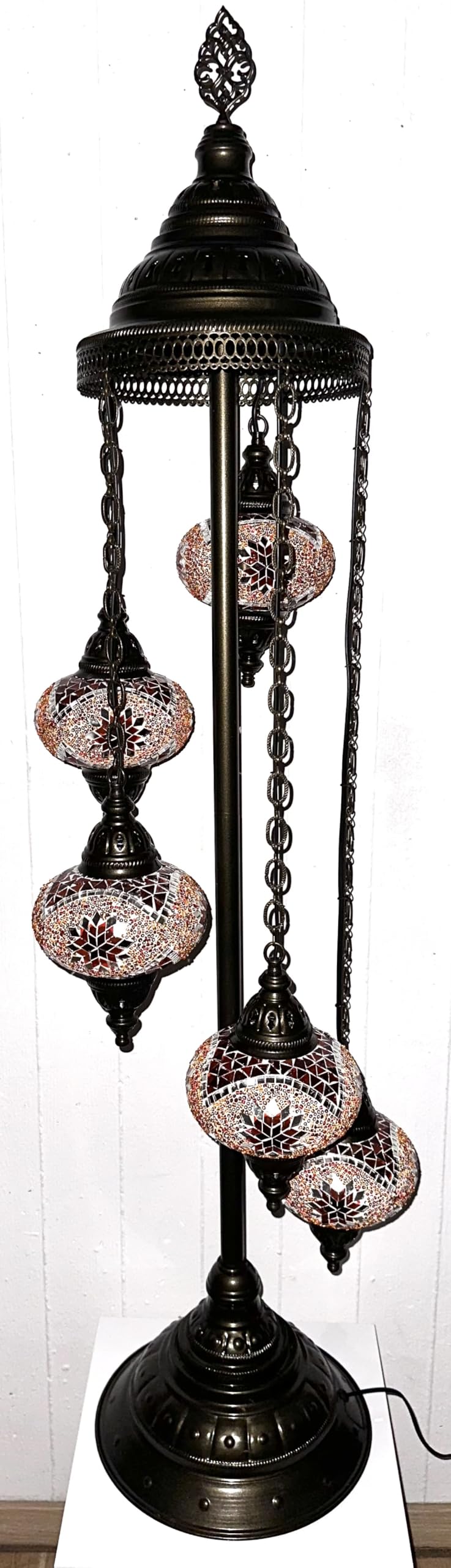 Samarkand Mosaiklampe – Orientalische Tischlampe, Orange, Handarbeit, E14-Fassung