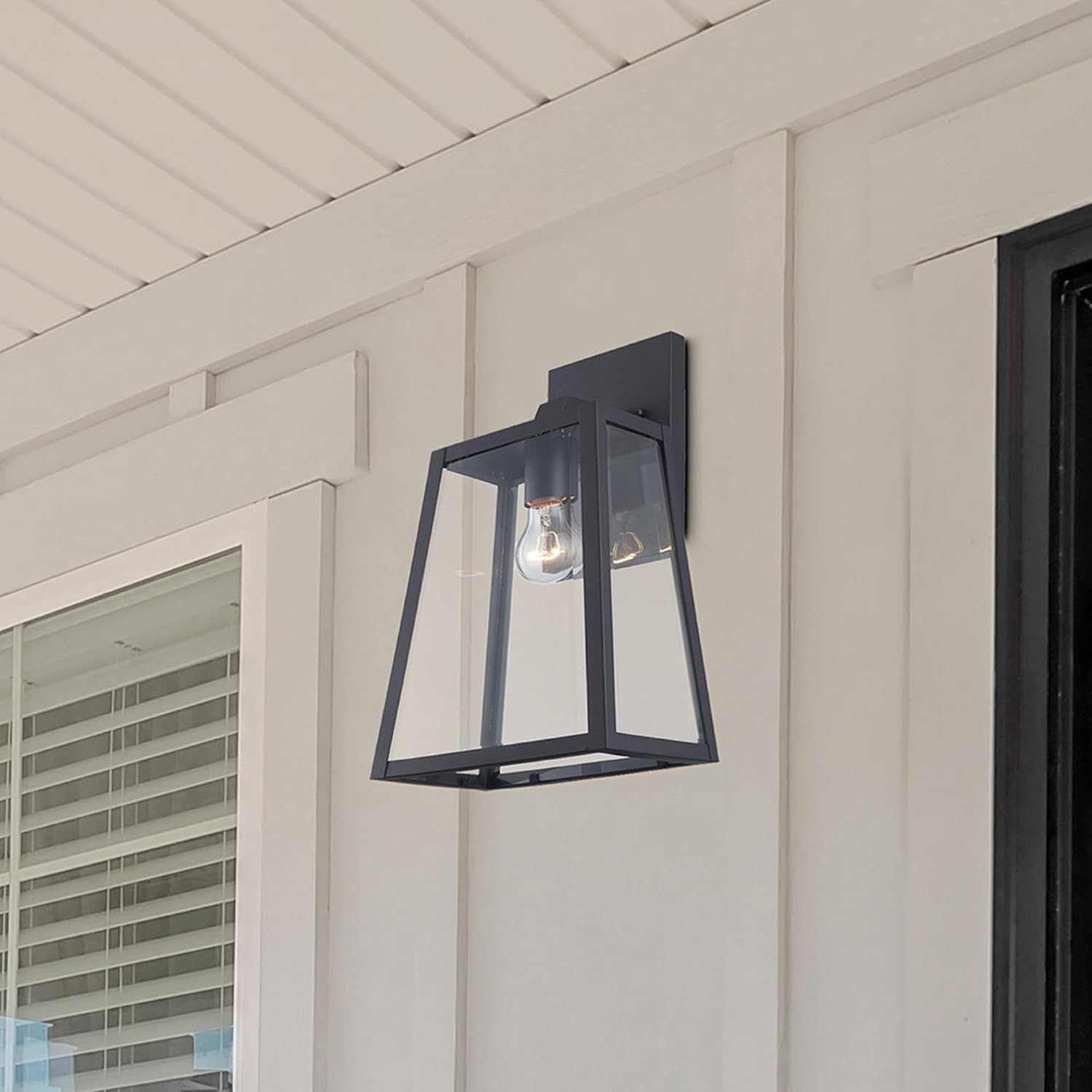 Charmelle 10-Inch Outdoor Wall Light | Black Exterior Sconce with Clear Glass | 1-Light Fixture | Uses E26 Medium Base Bulb | Wet Rated for Porch, Patio, Garage, or Entryway Lighting (15 Inch)