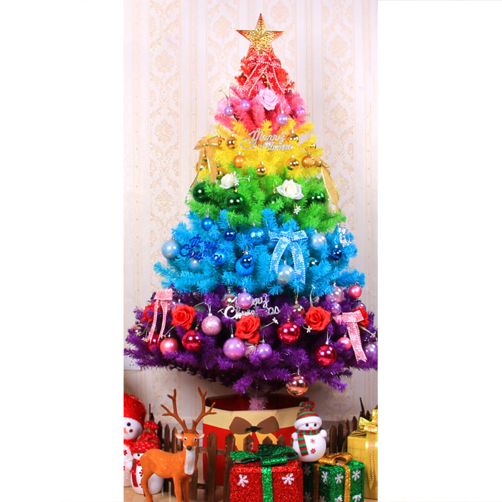 Amazon.co.jp: LJFLI カラフルなクリスマスツリー150cm 180cm