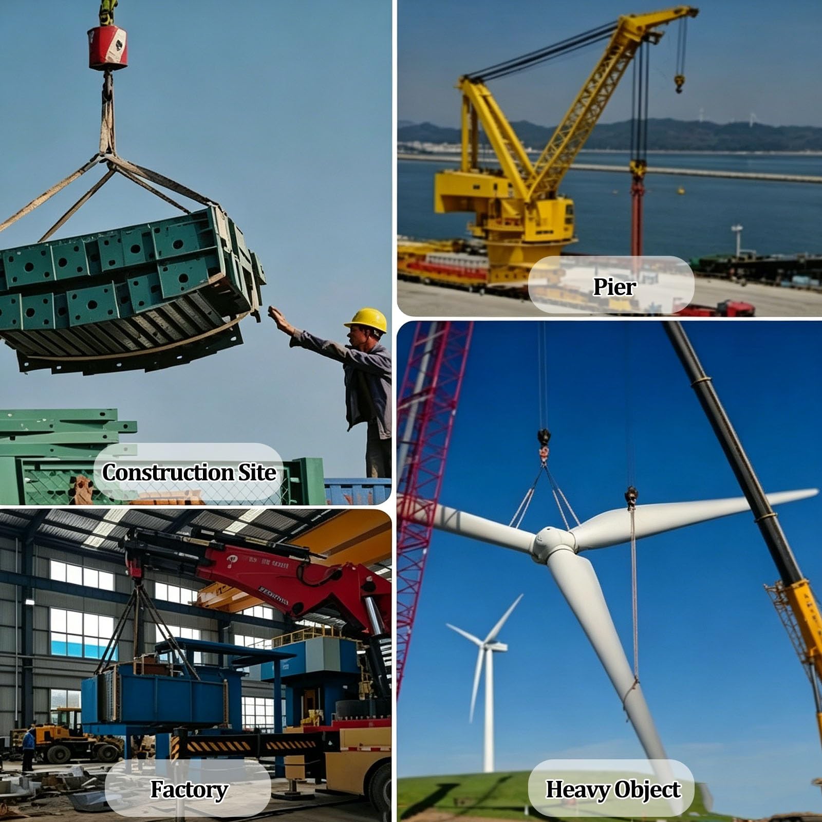 Hebegurte/Hebeschlingen, 2-strangiger Hebegurt mit Haken, 2000 kg (4409 lbs) Tragfähigkeit – für Hebezeuge, Motorenkräne, LKW, Abschleppen und Baumstümpfe(2 tons,5m)