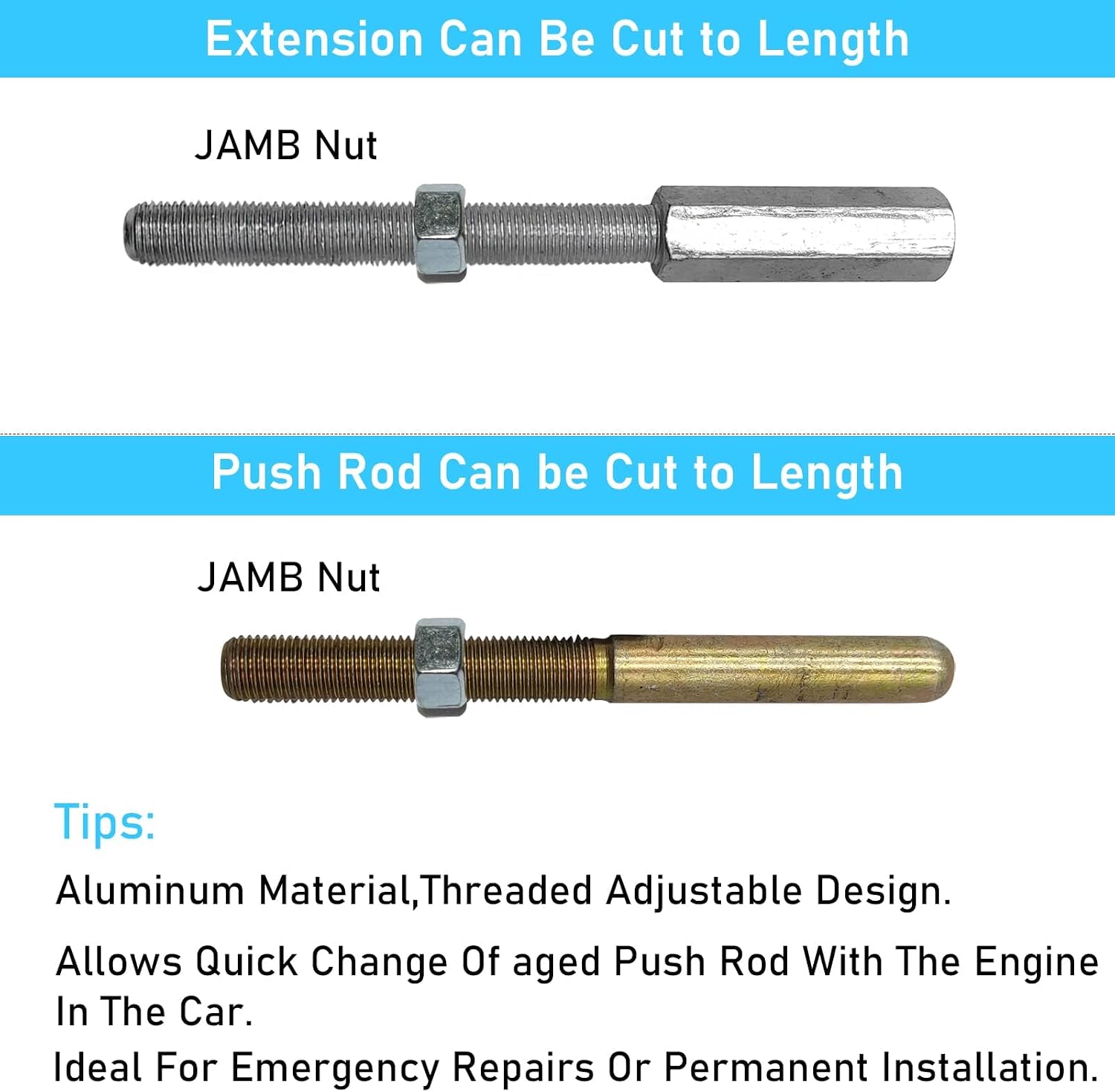 Moonlinks Compatible with GM 1950-1970 Manual Master Cylinder Push Rod Kit,Ci5564 Universal Auto Brake Pump Kit Adjustable Replacement with Clevis,Eyelet,Nuts & Crank Configuration