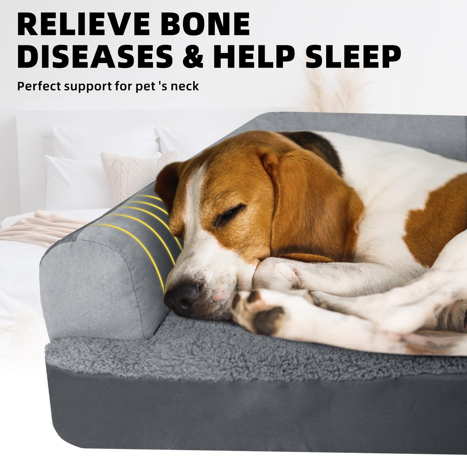 Sofá Perro Ortopédica Extra Grande, Cama Viscoelástica Lavable Para Perros, Desmontable, Impermeable, Antideslizante, Dog Bed Gris, 101x71cm