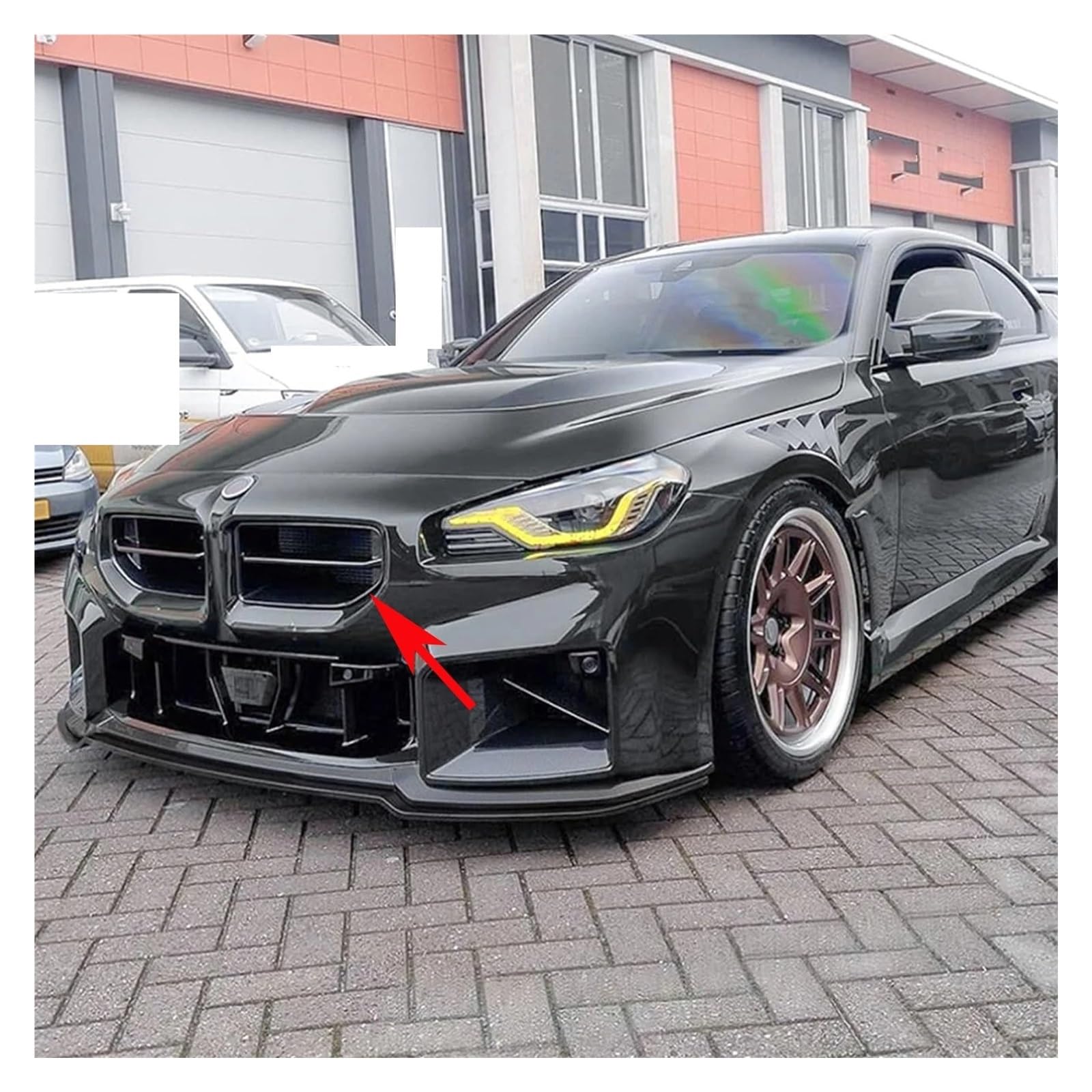 Griglia Anteriore Per BMW Per M2 G87 2023-2025 Paraurti Anteriore Rene Griglia Centro Mesh Kit Copertura Radiatore Nero Lucido Carbon Look Griglias Anteriores Auto(Glossy Black)