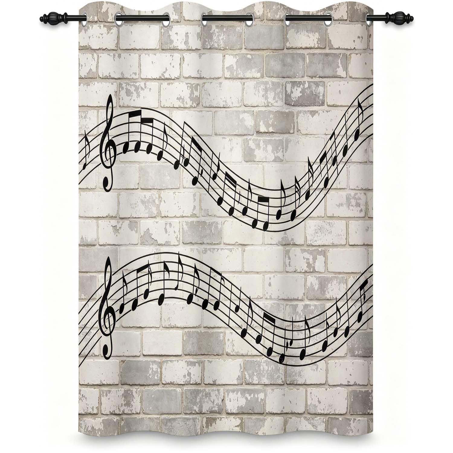 Rideau de porte 3D note de musique séparateur entrée appartement et décoration mur briques grises