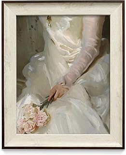 razliubit Wedding Dress Woman Framed Wall Art Prints, Replaceable Vintage Wall Decors for Room Aesthtic, Small Framed Artwork Oil Painting for Bedroom Bathroom Kitchen Office Decor(10"x12")