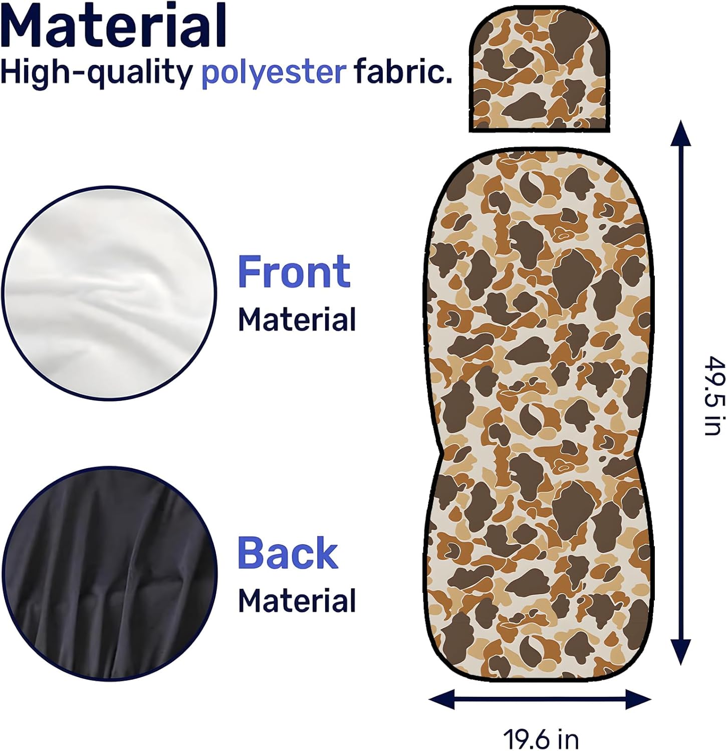 2 Packs Tan Duck Camo Car Seat Covers with Matching Headrest Universal Fit Most Vehicles, Automotive Camo Interior Accessories Fits Most Cars, Sedans, Vans, and Trucks