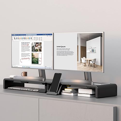 Miniatura 3 de Klearlook - Paquete de 2 soportes para monitor de computadora, soporte plegable para monitor, soporte de computadora ajustable en altura, soporte