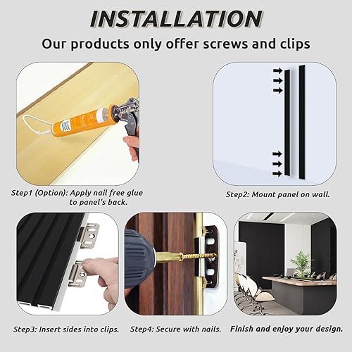 Miniatura 7 de WPC - Paneles de pared, paquete de 16 paneles de pared 3D de 48 x 6 pulgadas para decoración de pared interior, paneles de pared modernos para fondo