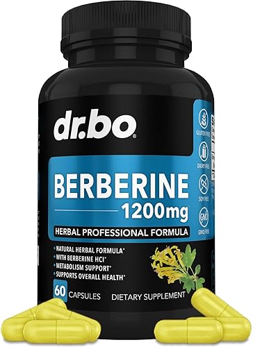 Cápsulas de suplemento de berberina – 1200 mg de berberina HCL Suplemento para un apoyo metabólico saludable – Complejo natural premium para mujeres