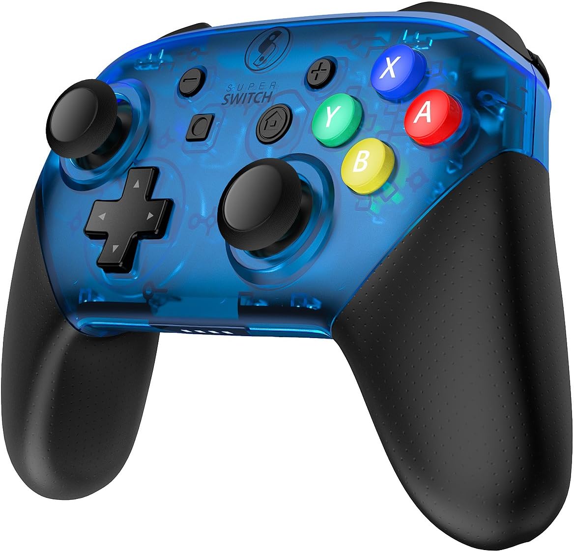 MASCARRY Replacement Shell Case for Switch Pro Controller, Super Switch DIY Transparent Faceplate and Backplate Case with Replacement Buttons for Switch Pro Controller (Ice Blue)