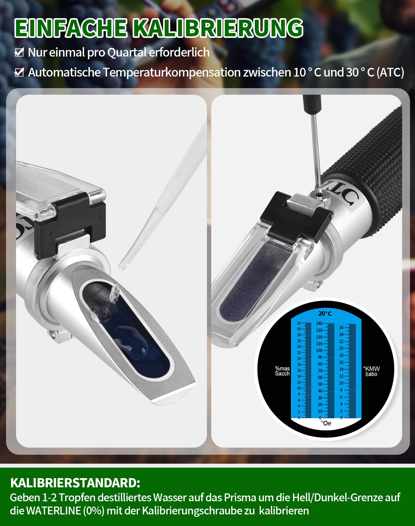 Rifrattometro Manuale Rifrattometro 0-32% Brix Contenuto Di Zucchero - Foto 10