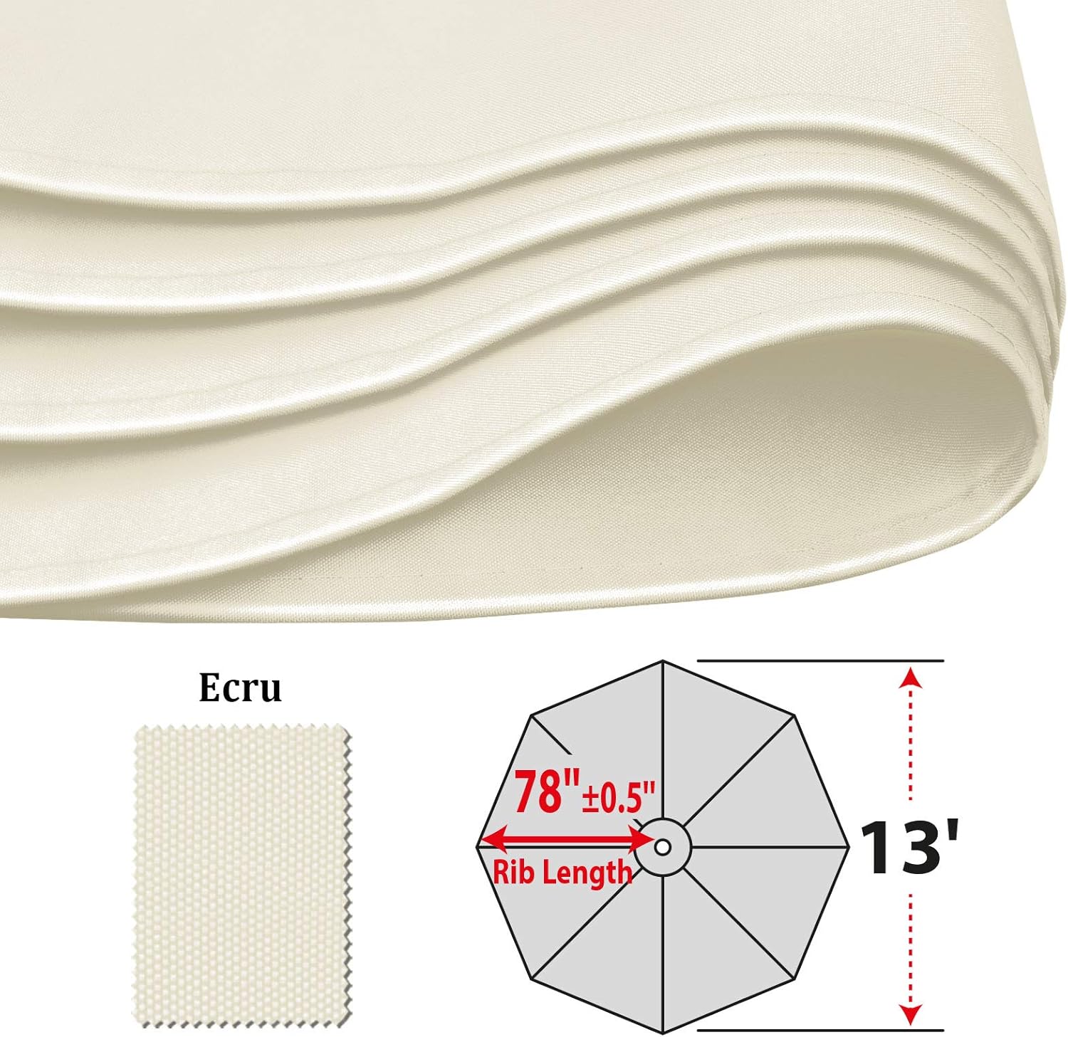 BenefitUSA 13ft 8 Ribs Umbrella Canopy Patio Umbrella Replacement Top(Canopy Only)