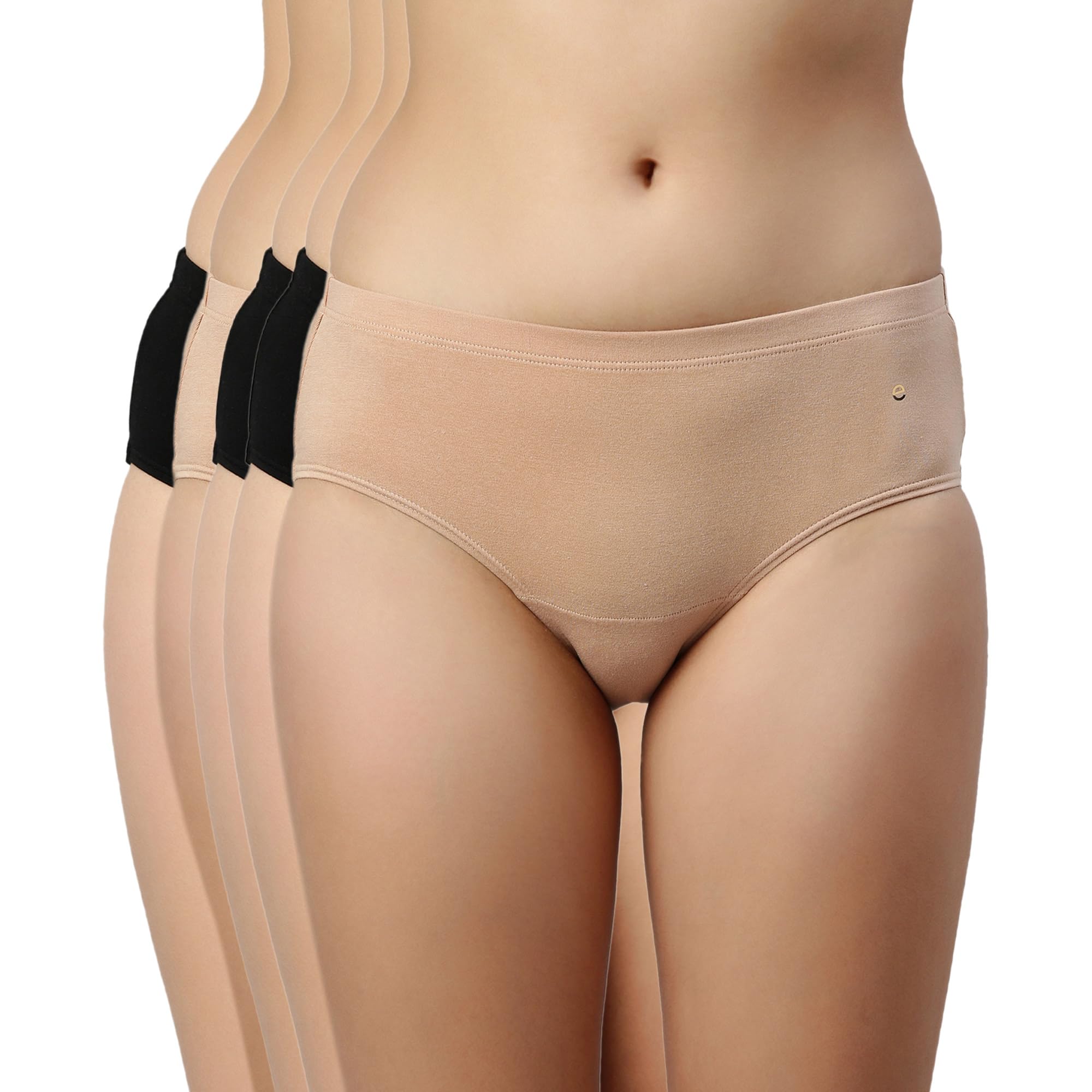 Enamor Womens Cotton Blend Modern Solid Hipster Panties (Pack of 5) (CR17_Jet Black/Nude (B0D31JK8FR) Amazon Price History, Amazon Price Tracker