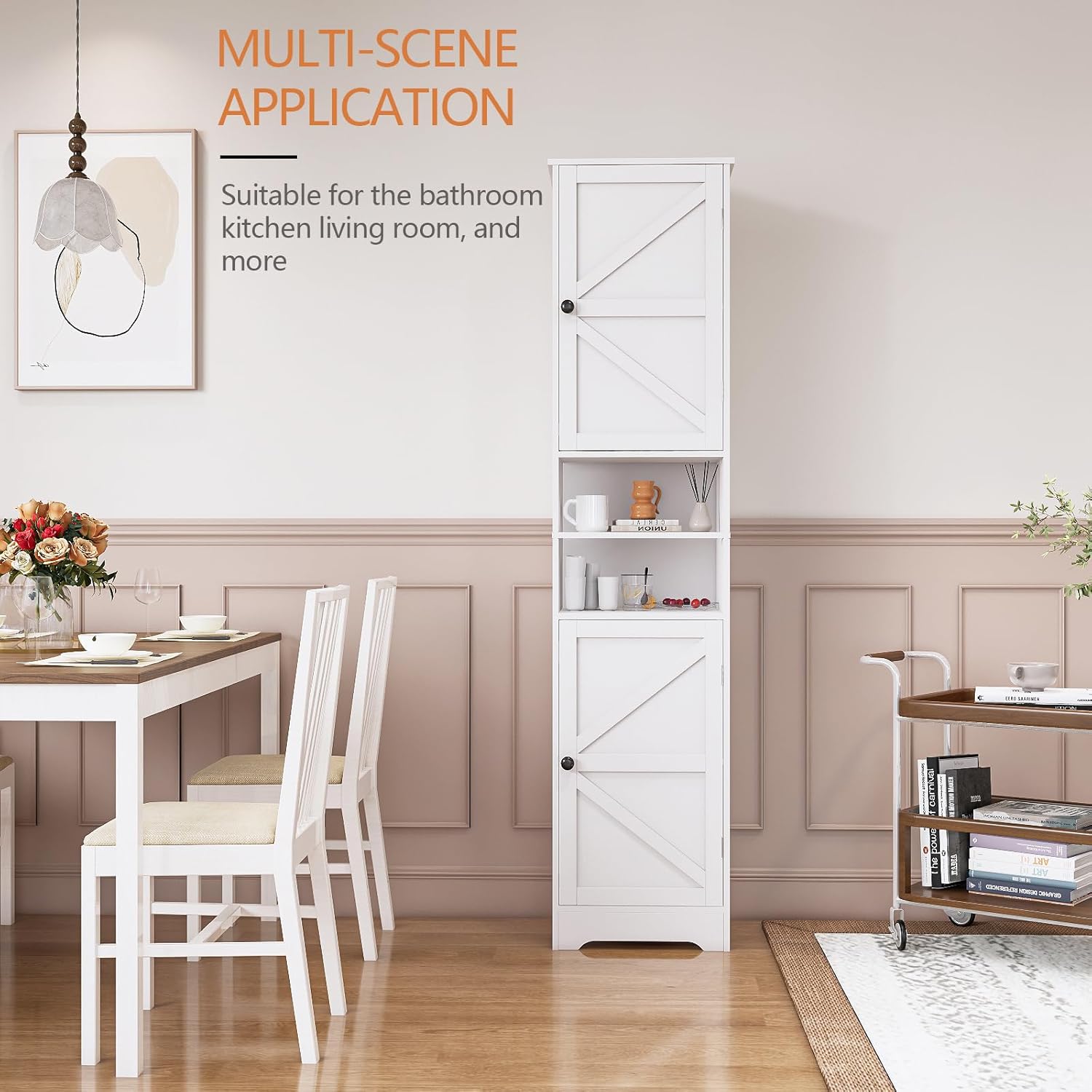 Modern Farmhouse Storage Cabinet in a Dining Room
