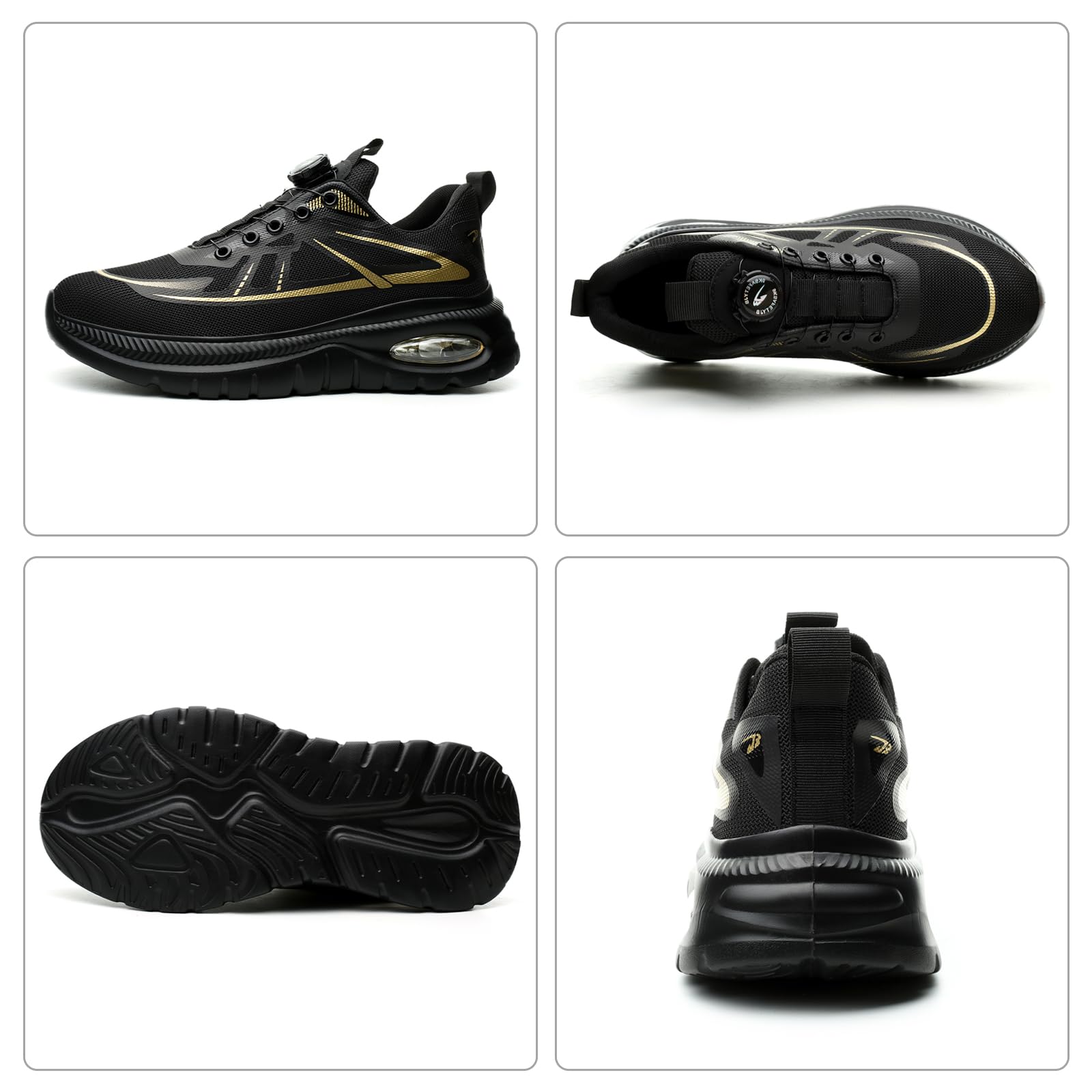 GemChve Scarpe Antinfortunistiche Uomo Donna Scarpe da Lavoro Leggere Comode Traspiranti Scarpe Sicurezza Punta Acciaio Senza Lacci 37-46EU