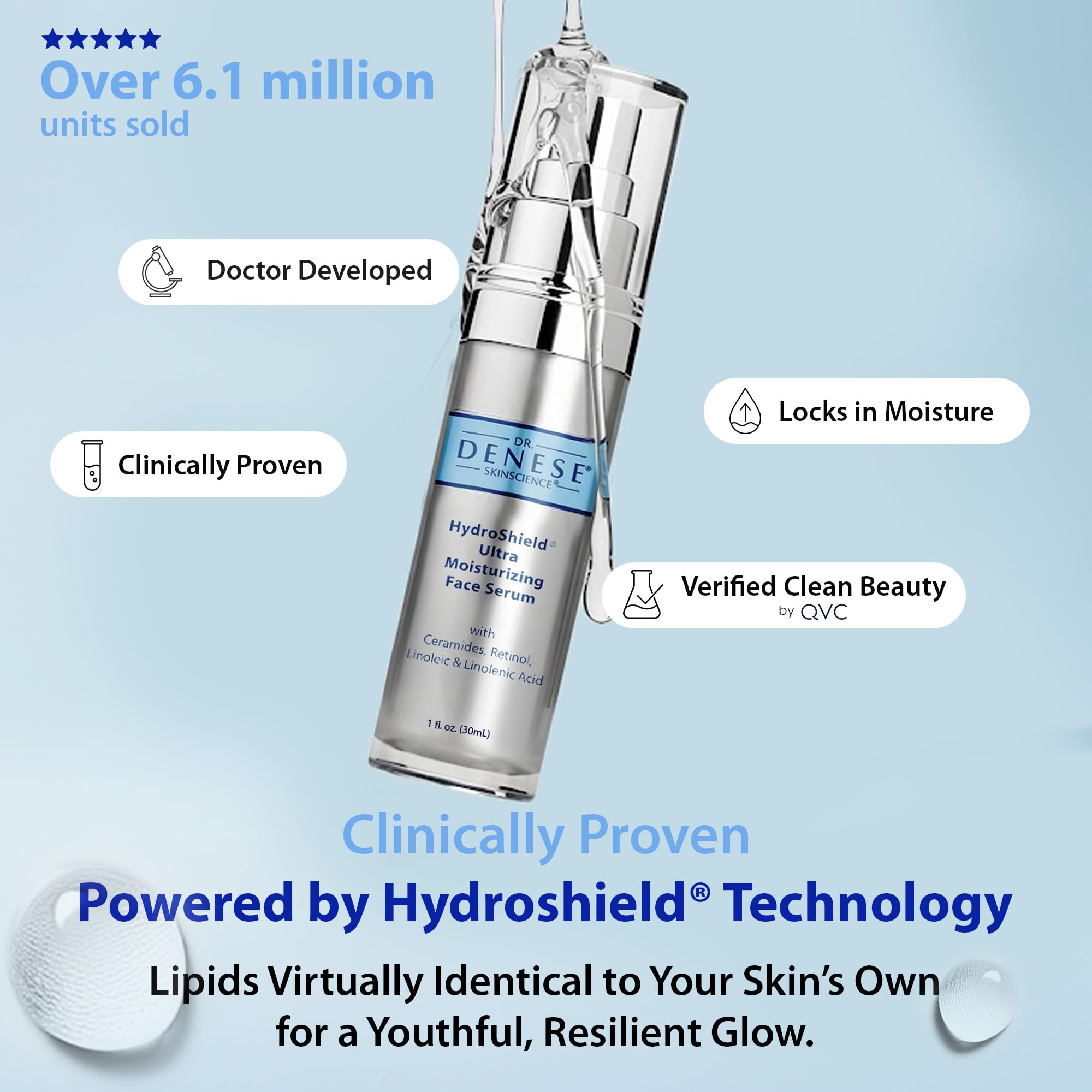 Dr. Denese HydroShield Retinol Serum for Face with Ceramides, 1 oz