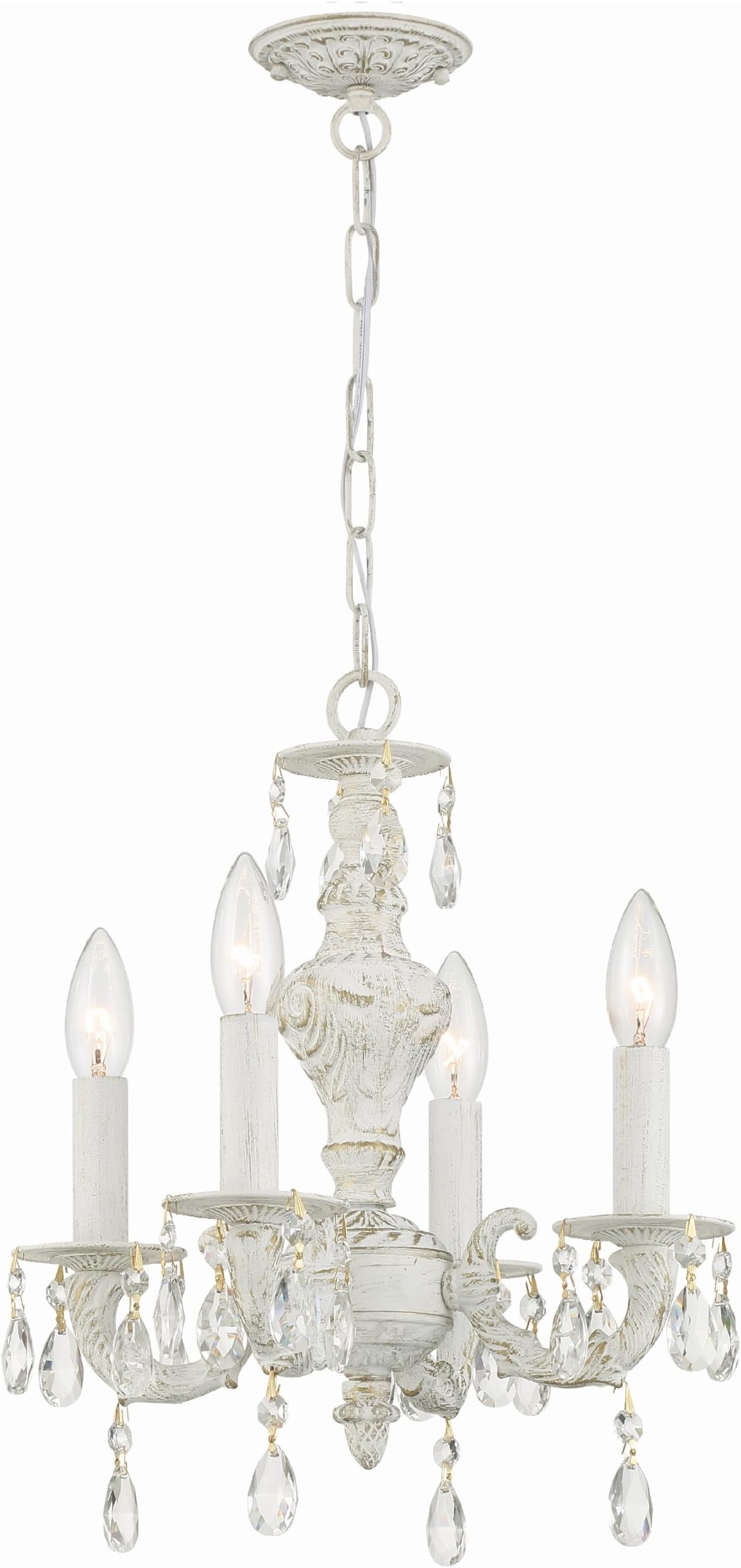 Paris Market 4 Light Spectra Crystal Antique White Mini Chandelier