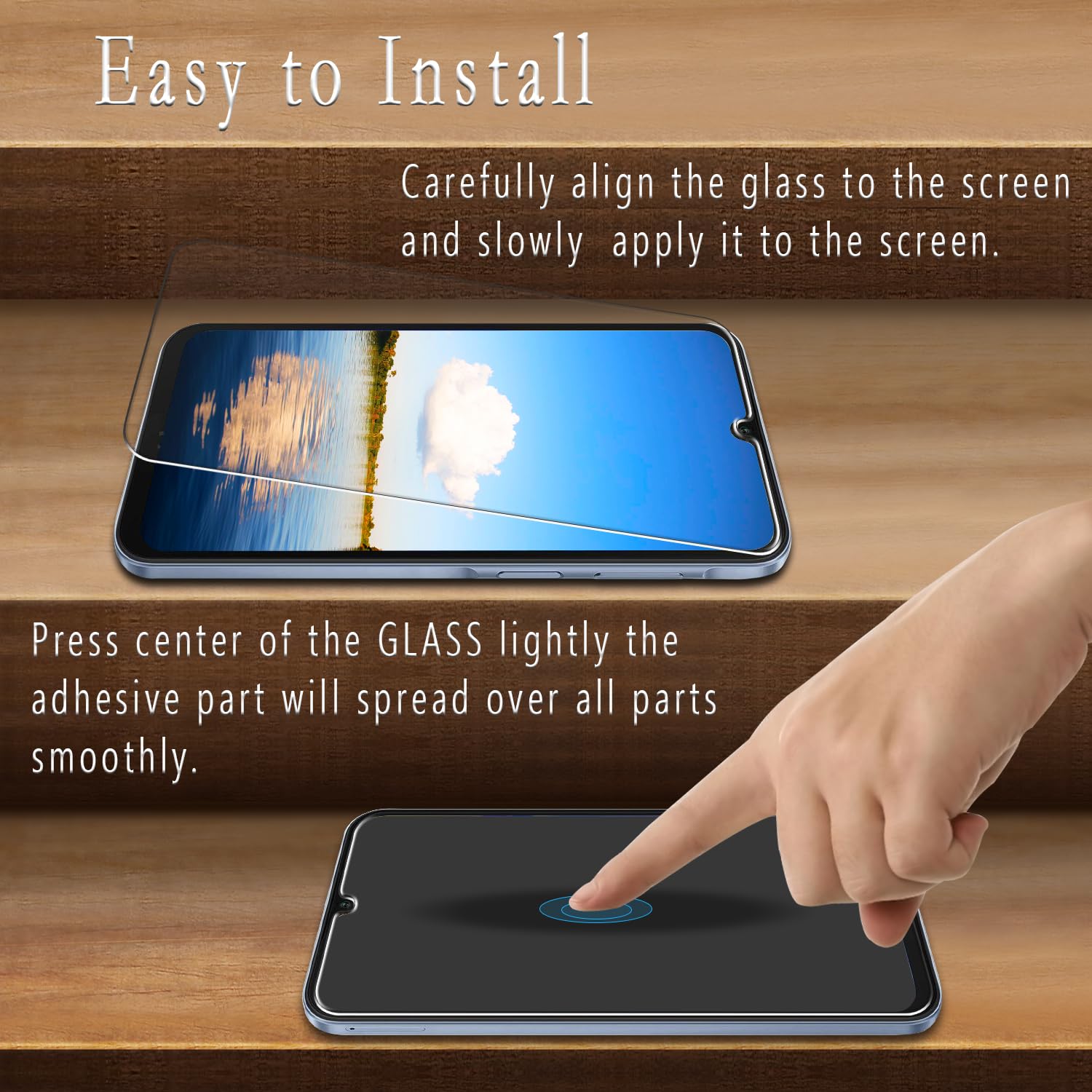 HPTech - Protector de pantalla de vidrio templado diseñado para Samsung Galaxy A15, antiarañazos, sin burbujas, 2 unidades
