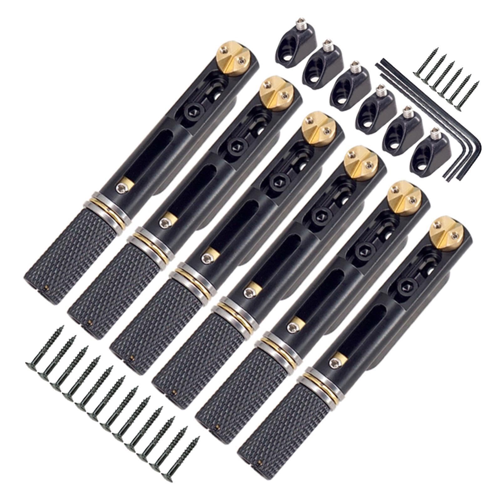 Ponte per chitarra acustica a 6 corde realizzato in robusto metallo che migliora le prestazioni della chitarra supportando al contempo una lunga durata. Ponte senza