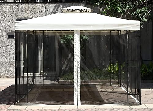 Miniatura 4 de Yangming Gazebo - Gazebo para exteriores de 10 x 10 pulgadas con mosquitera exterior y techo doble para patio, terraza, jardín