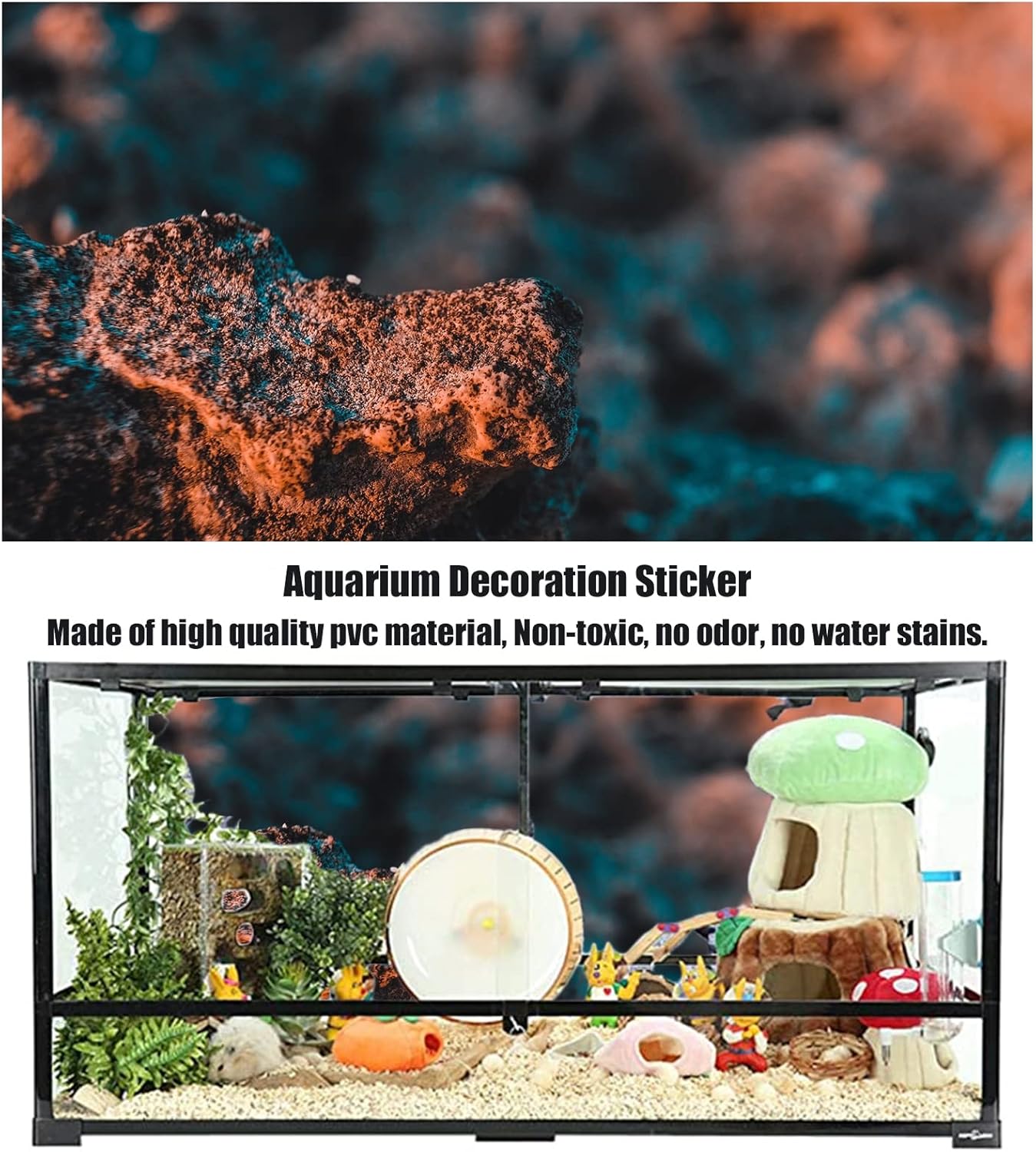 Fish Tank Poster, PVC Adhesive Underwater Rocks Aquarium Fish Tank Background Poster Backdrop Decoration Paper,152x61cm